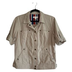 2/$30 Coldwater Creek Linen Women's Light Tan Utility Jacket